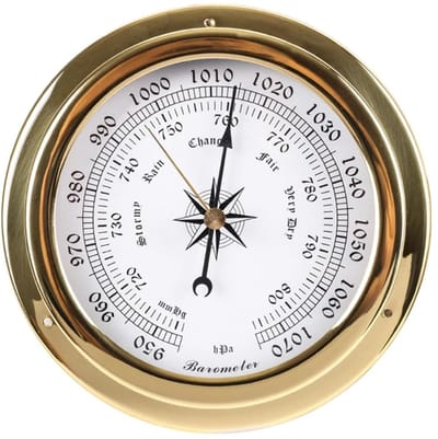 Analoge Barometer - Weerstation Wijzerplaat - Binnen Buiten - Precisie Beweging - 145 mm Diameter - Goudkleurig
