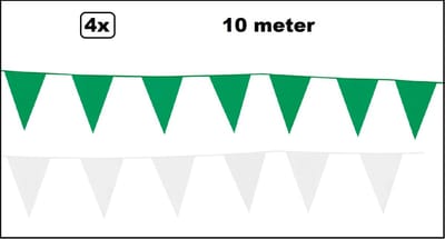 4x vlaggenlijn groen en wit 10 meter - Festival thema feest party verjaardag gala jubileum