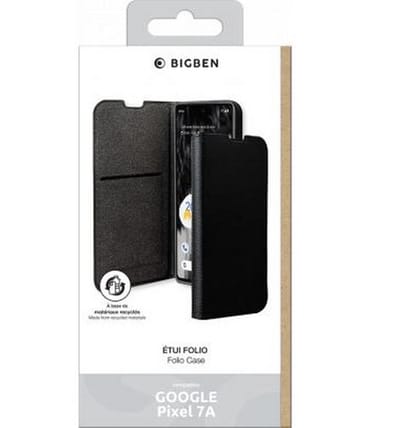 Bigben Connected, Hoesje geschikt voor Google Pixel 7a - Folio Wallet met Kaarthouder & Videostandaard, Zwart