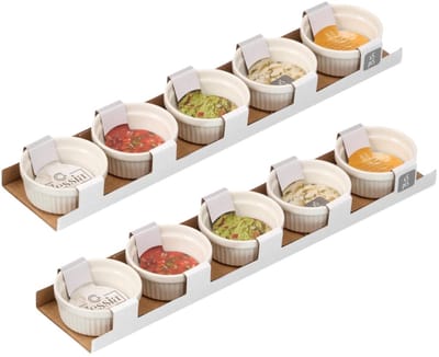 Vessia Kommetjes / serveer schaaltjes - 2x - 10x stuks - D6 x H3.5 cm - aardewerk - wit - ovenschaaltjes - tapas - voedsel - dessert