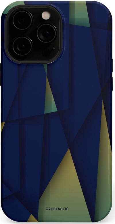 Casetastic Hoesje Geschikt voor Apple iPhone 13 Pro Magsafe - Stijlvolle Beschermende Duo-layer Case - Blauwgroene Driehoeken