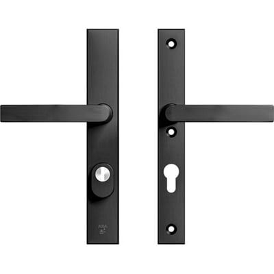 AXA Veiligheids Deurbeslag set - Edge Plus Smal - Deurkruk Aluminium Zwart - Kruk/Knop - SKG3 - PC72 met kerntrekbeveiliging - Schild