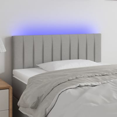 vidaXL - Hoofdbord - LED - 90x5x78/88 - cm - stof - lichtgrijs
