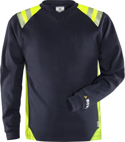 Fristads Flamestat T-Shirt Lange Mouwen 7360 Tfl - Marineblauw/hi-vis geel - 3XL