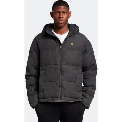 Lyle & Scott gewassen gewatteerd jack in zwart