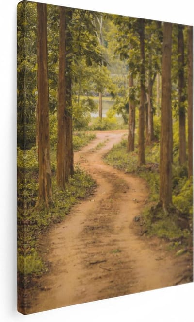 Artaza Canvas Schilderij Bospad - 30x40 cm - Klein - Wanddecoratie Natuur - Muurdecoratie Bomen - Kamer Accessoires Woonkamer
