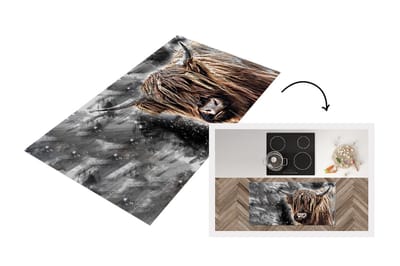 Keukenloper - Loper keuken - Schotse hooglander - Dieren - Zwart - 120x60 cm - Keukenloper vinyl