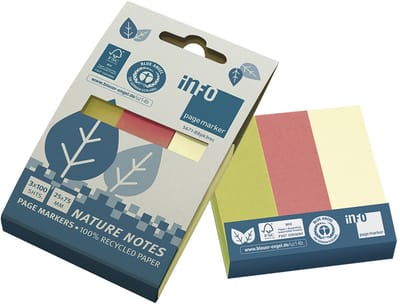 Info notes - Page Marker - index tabs - formaat 25x75mm - 3 kleuren - recycled - 100 vel per kleur - IN-5671-88PK3