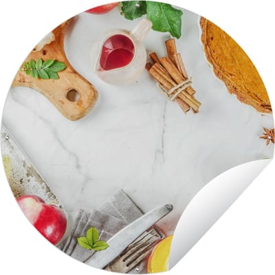 Tuincirkel Kruiden - Fruit - Kaneel - Keuken - Taart - 60x60 cm - Ronde Tuinposter - Buiten