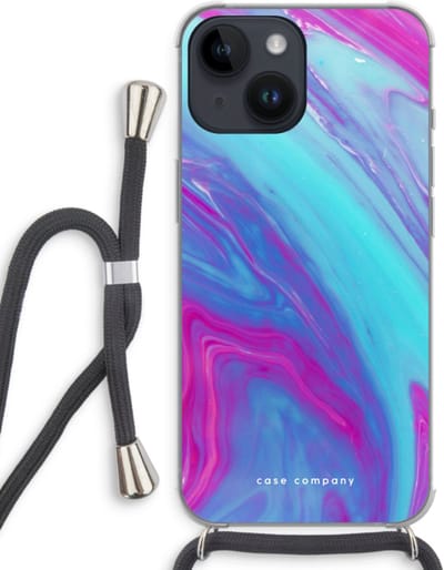 Case Company® - Hoesje met koord geschikt voor iPhone 14 hoesje met Koord - Zweverige regenboog - Telefoonhoesje met Zwart Koord - Bescherming aan alle Kanten en Over de Schermrand