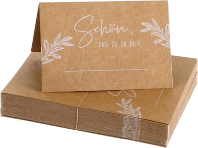 Tafelkaarten Kraftpapier 50 Stuks – Zelf te Beschrijven Bruiloft & Verjaardag Decoratie – Tafel Decoratie Kaartjes 110x85 mm