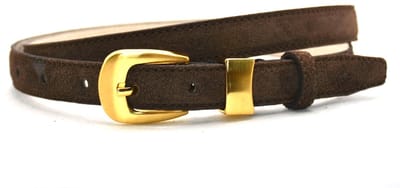 Yadka bruine suede riem - gouden gesp - 2cm breed - maat 95 / totale lengte 110 cm