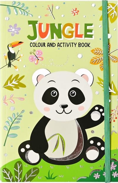 Activiteiten boek met Elastiek Jungle - Kleurboek Kinderen - Doeboek - Activiteiten Boek - Tekenblok voor Kinderen - Kleurboek Peuter - Tekenboek voor Kinderen - Tekenen Kinderen - 80 Pagina's - 21x14cm - Vanaf 3 Jaar - Multi Kleuren