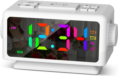 Ikello Radiowekker - Led wekker wake up - Dimbaar - Radio - Digitale klok regenboog kleuren - USB oplader