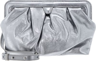COCCINELLE Leren Schoudertas Diletta Rock Handbag Craquele Leather Silver Zilverkleurig