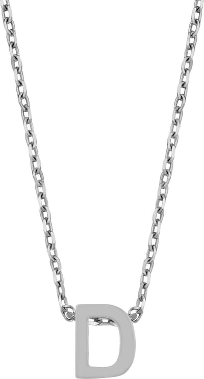 Cadeau voor haar New Bling 9NB-907D Zilveren Ketting Dames - letterhanger - D - Initiaal sieraad - Zilverkleurig