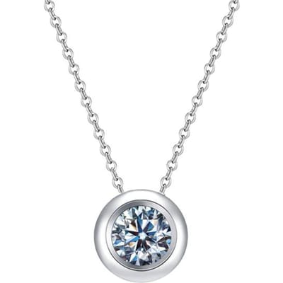 100% Moissanite Diamant 0,5 karaat 1,0 karaat D Kleur Rond Hanger 925 Sterling Zilver Ketting Prachtige Fijne Sieraden Voor Vrouwen 'S Cadeaus 45cm white