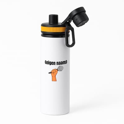 Hacebo® - microfoon met hand met eigen naam waterfles met draaidop oranje - Microfoon - muziek liefhebbers - iemand die houdt van muziek - verjaardag - cadeau - kado - water fles - 850ML