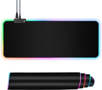 Igoods Gaming Muismat XXL - RGB LED Verlichting - Desktop Mat - Anti-Slip - Zwart - 80cm x 30cm