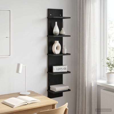 vidaXL - Wandplank - Zwart - eiken - 22 - x - 15 - x - 100 - cm - Bewerkt - hout