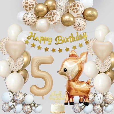 FeestmetJoep® 54-delig feestpakket Jungle 5 jaar verjaardag - Jungle thema feestje 5 jaar - Jungle versiering - Jungle feestartikelen - Jungle slinger - Jungle ballonnen - Jungle kinderfeestje - Dieren verjaardag versiering