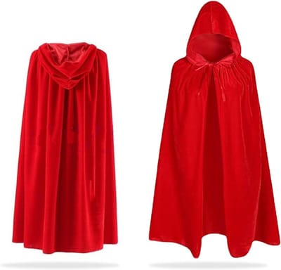 Rode Vampier Cape met Kap van Fluweel voor Halloween en Carnaval - Unisex Kostuum voor Feestjes en Cosplay