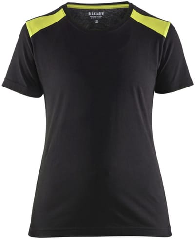Blaklader Dames T-shirt 3479-1042 - Zwart/High Vis Geel - L