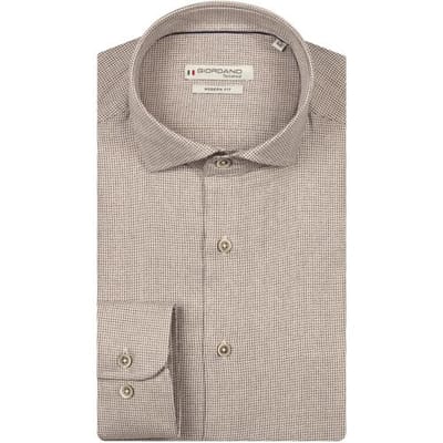 Giordano Overhemd Row Cutaway Soft Abstract Graphical Pattern Donker Bruin / male