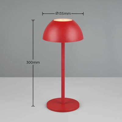 REALITY RICARDO - Tafellamp - Rood - incl. 1x SMD 1,7 W - 4-stappen TOUCH - USB-aansluiting - Verlichting omhoog en omlaag - Accuvoeding - Buitenverlichting - IP54