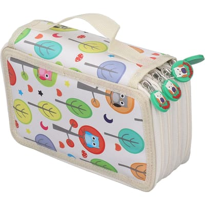 Gekleurde Potloodetui Potloodhouder met Ritssluiting Grote Capaciteit Potloodetui Opvouwbare Gekleurde Potloodtas Cartoon wit