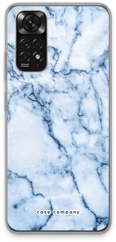 Case Company® - Hoesje geschikt voor Xiaomi Redmi Note 11 hoesje - Blauw marmer - Soft Cover Telefoonhoesje - Bescherming aan alle Kanten en Schermrand
