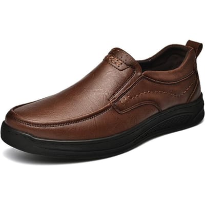 Casual Leren Schoenen Heren Echt Leer Herfst Nieuw Heren Zakelijke Leren Schoenen Zachte Zool Wild Instappers Papa Schoenen 42 bruin