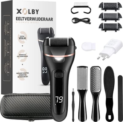 Xolby® Eeltverwijderaar - Professionele Eelt verwijderaar - Electric callus remover - voetvijl - Eeltrasp - Eeltvijl - 15-delige pedicure set - PX7 - USB lader - Eeltverwijderaars - Eeltmesjes - Likdoorn - Eksteroog