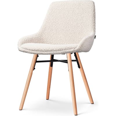 Nolon Nena-Isa Eetkamerstoel Bouclé Beige - Stof - Zonder Armleuning - Houten Poten - Scandinavisch - Comfortabel