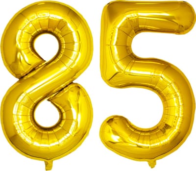 Folie Ballon Cijfer 85 Jaar Goud Verjaardag Versiering Helium Cijfer Ballonnen Feest versiering Met Rietje - 86Cm