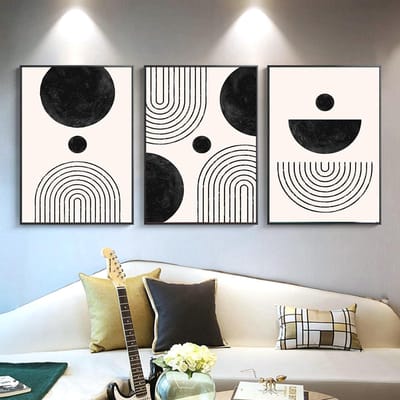 Abstracte Lijn Posters - Geometrische Wanddecoratie - Woonkamer Decoratie - Set van 3 - 30x40cm - C