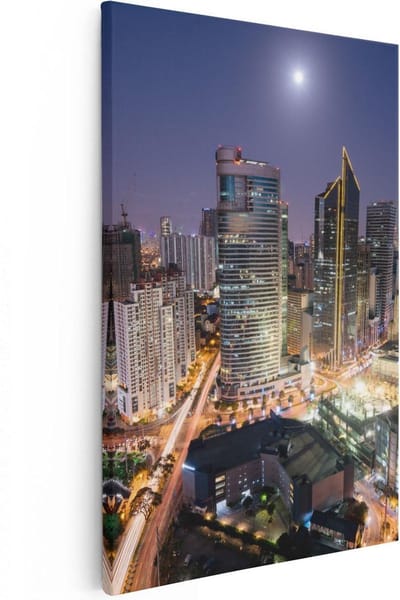 Artaza Canvas Schilderij Stad - 20x30 cm - Klein - Wanddecoratie Skyline - Muurdecoratie Wolkenkrabbers - Kamer Accessoires