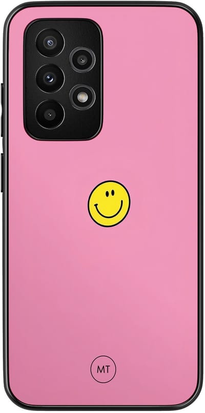 Hoesje geschikt voor Samsung Galaxy A52 5G - Pink smiley - TPU Hard Case Backcover - Roze - Mooie Telefoonhoesjes