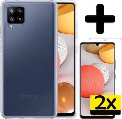 Hoesje - Met 2x Screenprotector - Geschikt voor Samsung Galaxy A42 - Sterk & Shockproof - Back Cover - Siliconen Case - Telefoon Hoes - Telefoonhoesjes - Transparant