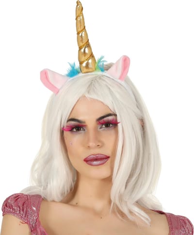 Fiestas Verkleed haarband Unicorn/eenhoorn - goud gekleurd - meisjes/dames - Fantasy thema