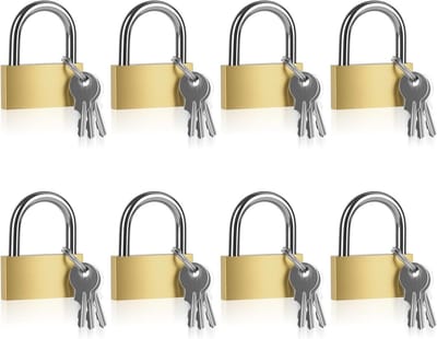 8 stuks gelijksluitende hangsloten van messing, 40 mm, ideaal voor koffers, kasten en kluisjes