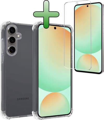 Hoesje Met Screenprotector - Geschikt voor Samsung Galaxy S24 FE - Sterk & Shockproof - Siliconen Case - Back Cover - Telefoon Hoes - Shock Proof - Transparant