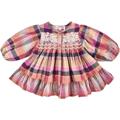 Louise Misha Dress Massilia Fuchsia Tartan Roads Maat: 24M | Jurken Outlet | Unisex | Roze