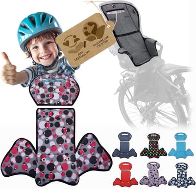 Zitkussen Bekleding - Fietszadelhoes - Kinderzitje Comfort - Waterafstotend en Wasbaar - Universeel - Grijs Roze Cirkels