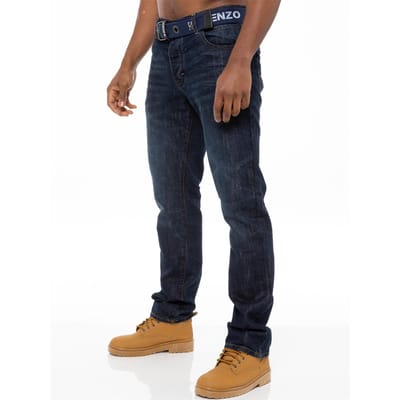 Enzo | Heren Denim Straight Fit Jeans - Donkerblauw