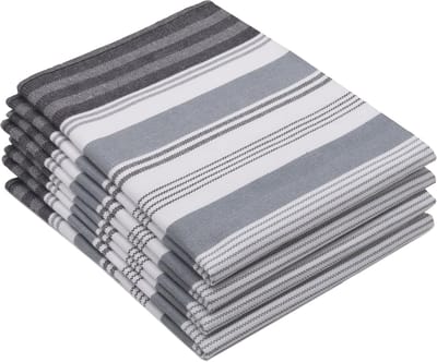 Famanu - Set van 4 grijze katoenen theedoeken 50x70 cm, 220 g/m², sterk absorberend