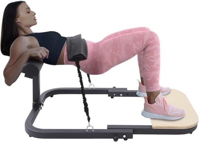 Heuptrainer - Glute Trainer - Thuis Krachttraining - Verstelbare Weerstand - 108 x 73 x 40 cm - Zwart Houtkleur