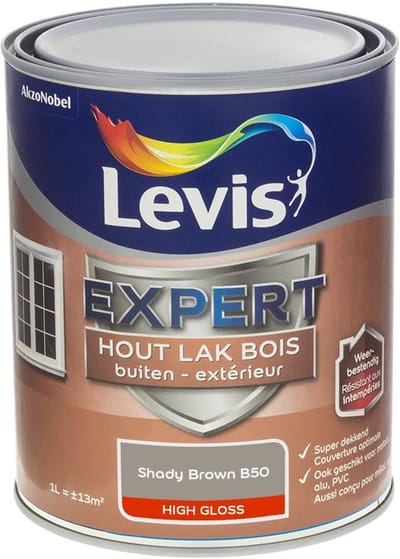 Levis - Expert Hout Lak Buiten High Gloss Mix - Shady Brown B50 - Mengverf - 1 L