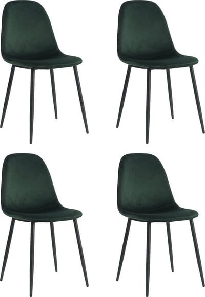 Lina® Napoli Eetkamerstoelen - Groen - Set van 4 - Fluweel - Velvet