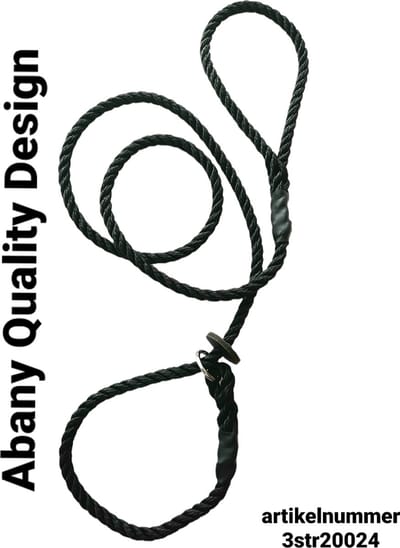 Abany quality design - 1.80 mtr zwart - jachtlijn - hondenlijn - vanglijn - retrieverlijn classic met enkele stop - 2STR1909